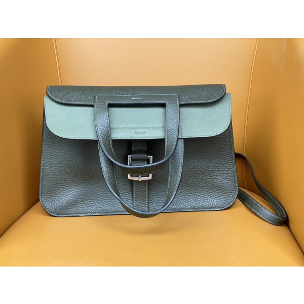 Halzan31 silver buckle jungle green TC leather
